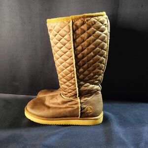 AIRWALK Quilted Cognac Brown Furry Shearling VEGAN Midcalf Boots  (Size 8.5)